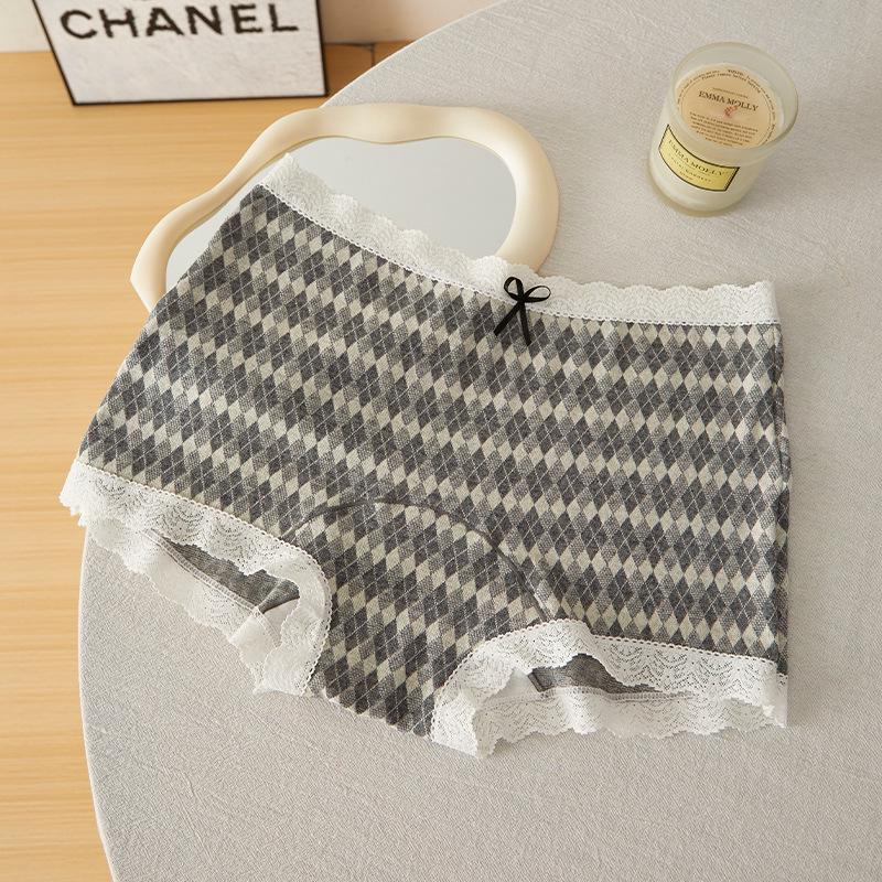 

Серые хлопковые женские трусики-шортики средней посадки бесшовные дышащие в горошек и гусиную лапку Pure Desire с антибактериальной ластовицей L (40-55 kg)