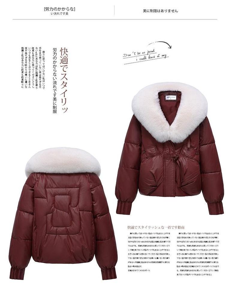 Winter Solid Color Hooded Big Fur Collar Loose Casual Windproof Thickening Warm Short Women's Jacket 5 Colors