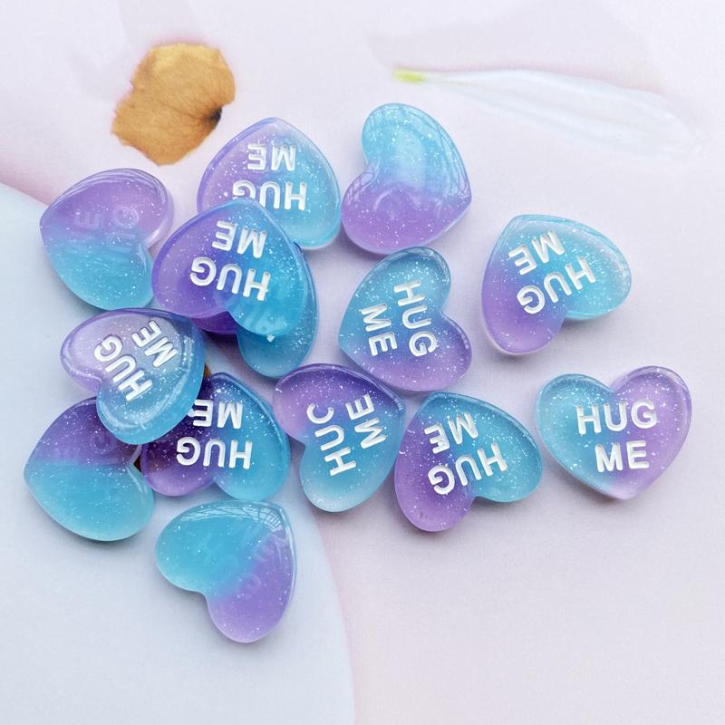 

10/20pcs New Cute resin Mini Two color heart hug me flat back Cabochon Scrapbook Kawaii DIY Embellishments Accessories E34 10pcs
