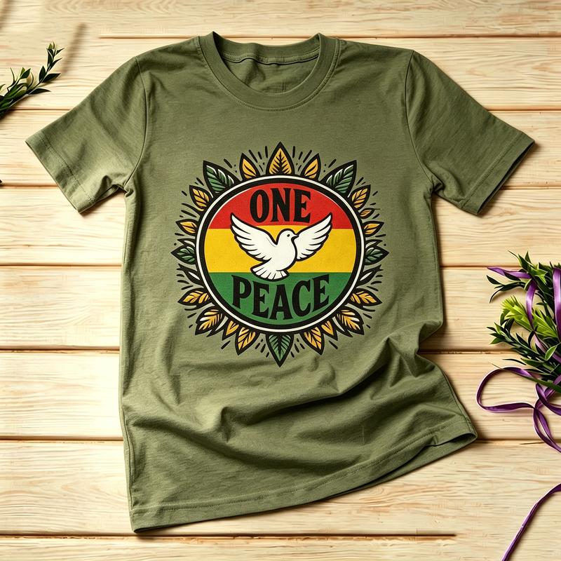 Reggae ONE PEACE Taube Grafik T-Shirt Unisex Unisex 100% Baumwolle Kurzarm Friedensliebhaber Lässig Streetwear Oberteil