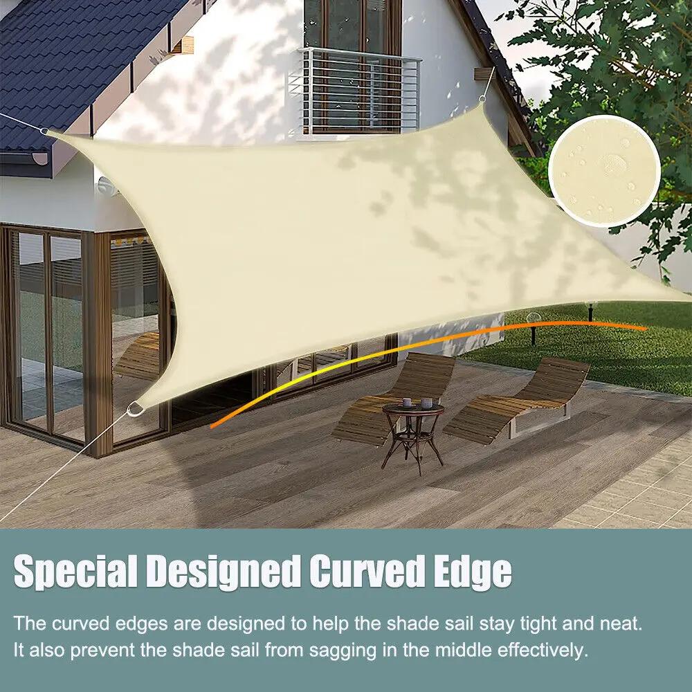 Waterproof Sun Shelter Rectangle UV Block Sun Shade Sail Large Sunshade Canopy for Camping Hiking Garden Shade Cover Beach Tents