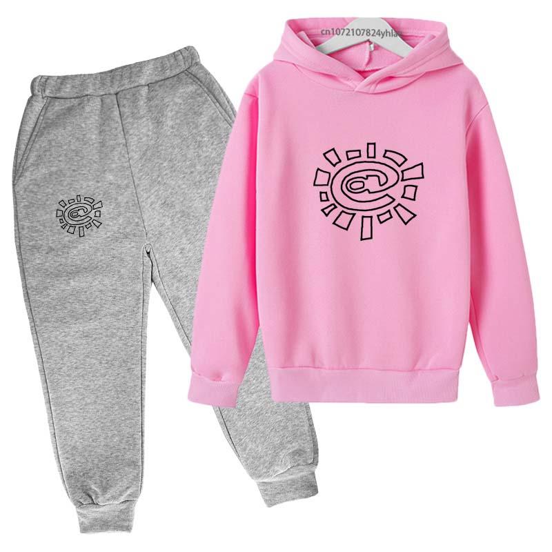 Kinder Mode Trend Buchstaben Print 2-teilig Pullover Hoodie+Hose Trainingsanzüge 2-13 Jahre Jungen Mädchen Streetwear Outfits Kinderbekleidung