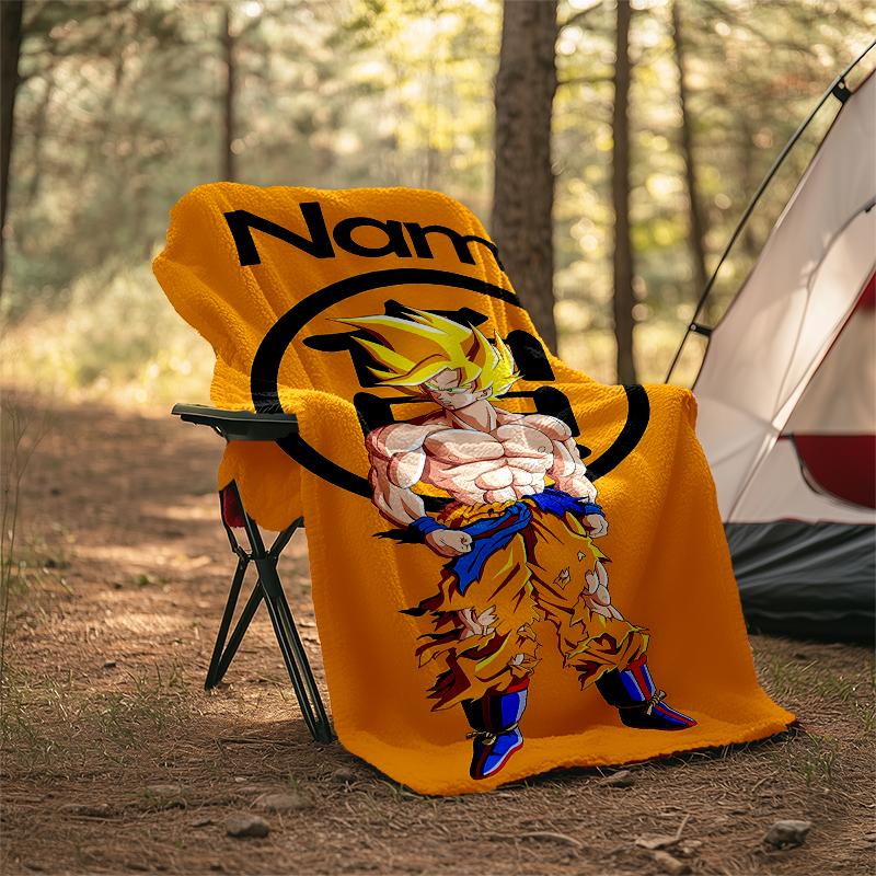 Couverture Personnalisée avec Nom - Design Imprimé Dragon Ball, Couverture pour Canapé, Lit, Voyage, Camping - Douce et Chaude, Excellent Cadeau