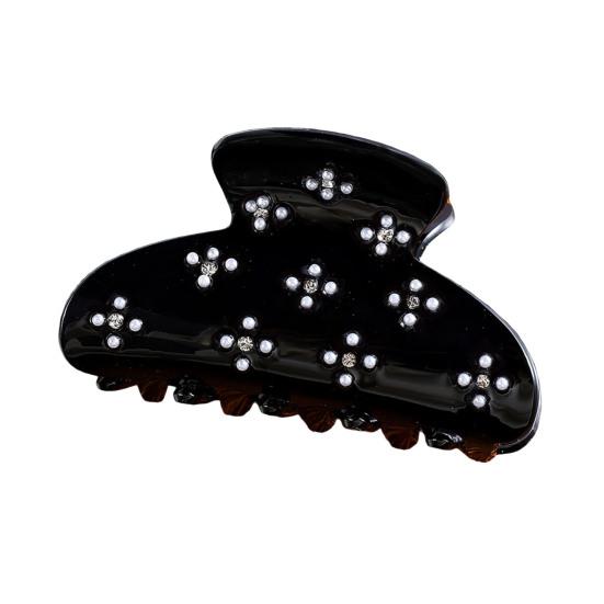

Hair Claw No Slipping Strong Grip Medium Size Back Head Hair Clip Rhinestone Imitation Pearl Flower Pattern Shark Hair Claw