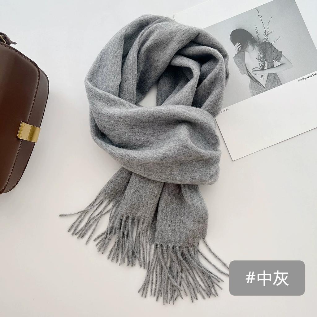 100% Wool Winter Scarf For Women Long Warm Cashmere Scarves Hijab Solid Lady Shawl Wrap Female Pashmina Bandana Head Scarfs