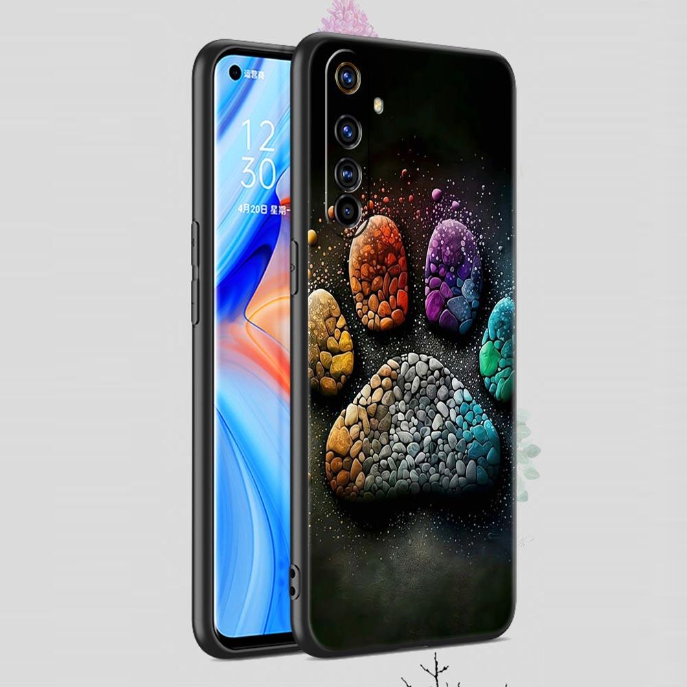 Soft TPU Case For Realme C67 C63 C55 C53 C25 C21 10 11 12 13 GT 2 3 5 Pro Plus 5G Shockproof Phone Cover Dog Footprint Paw Cute