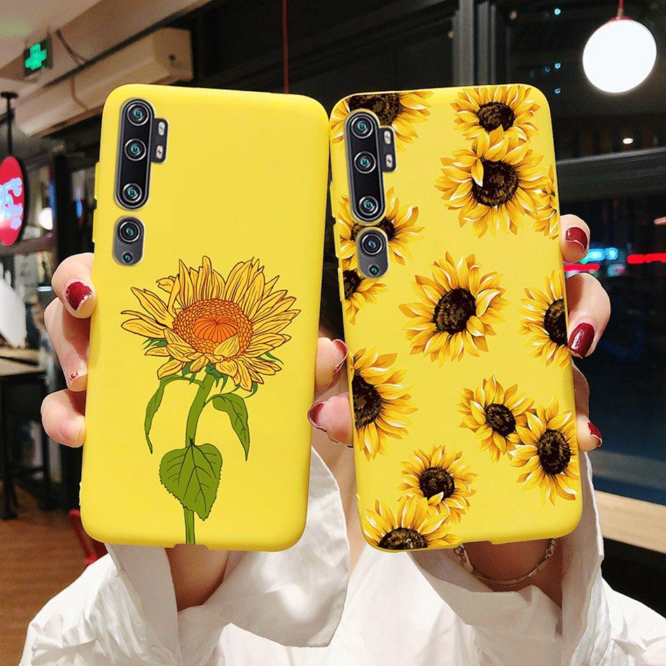 Love Heart Sunflower Case for Xiaomi Mi Note 10 Pro Case Bumper Silicone Back Cover for Xiomi Xiaomi Mi Note 10 Note10 Pro Case
