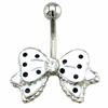 Anneau de nombril en acier inoxydable à pois avec nœud papillon et diamant