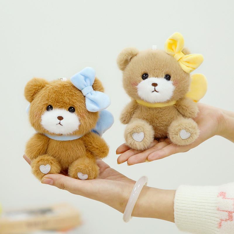 Adorable Bow Cute Knot Teddy Bear Plush Keychain Soft Short Plush Pendant