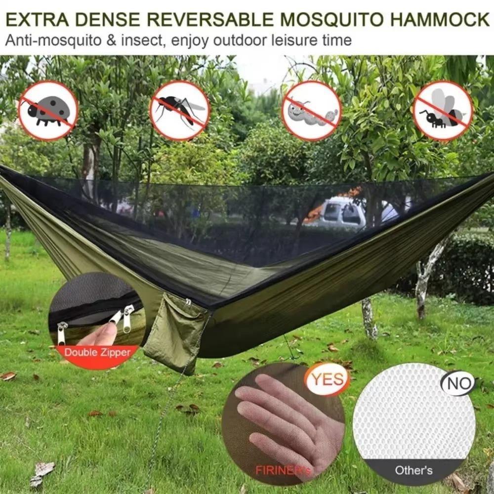 Double Persons hammock Lightweight Parachute Fabric Outdoor Hammock with Net for Camping Travel Outdoor Relaxation 260x120cm