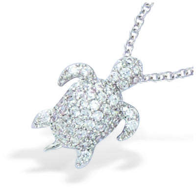 [L7250] - Silver Necklace 'Turtle' Silver-white (rhodium-plated) - 15x10 Mm