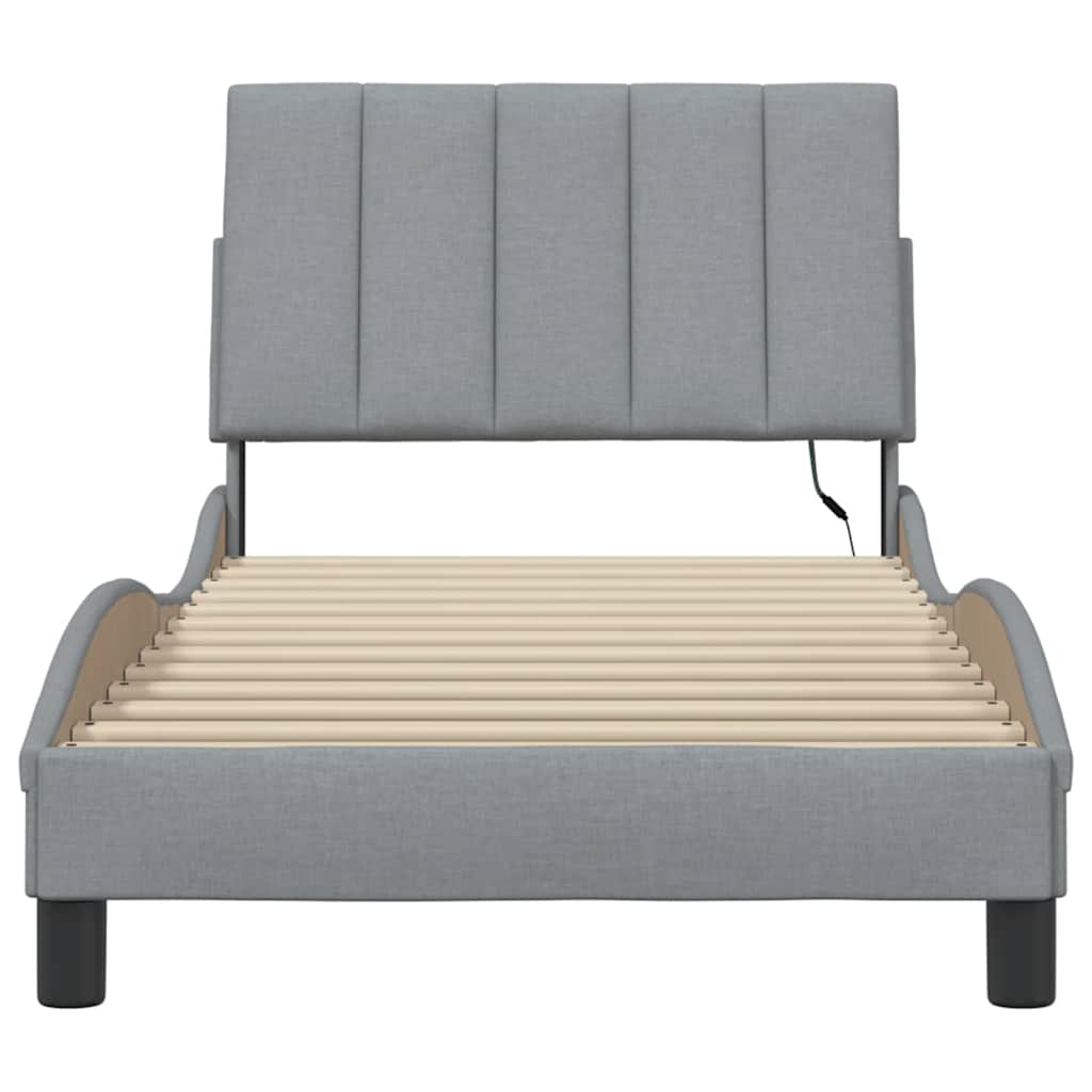 Bed Frame without Mattress  Hanko  Light Grey 80 x 200 cm Fabric