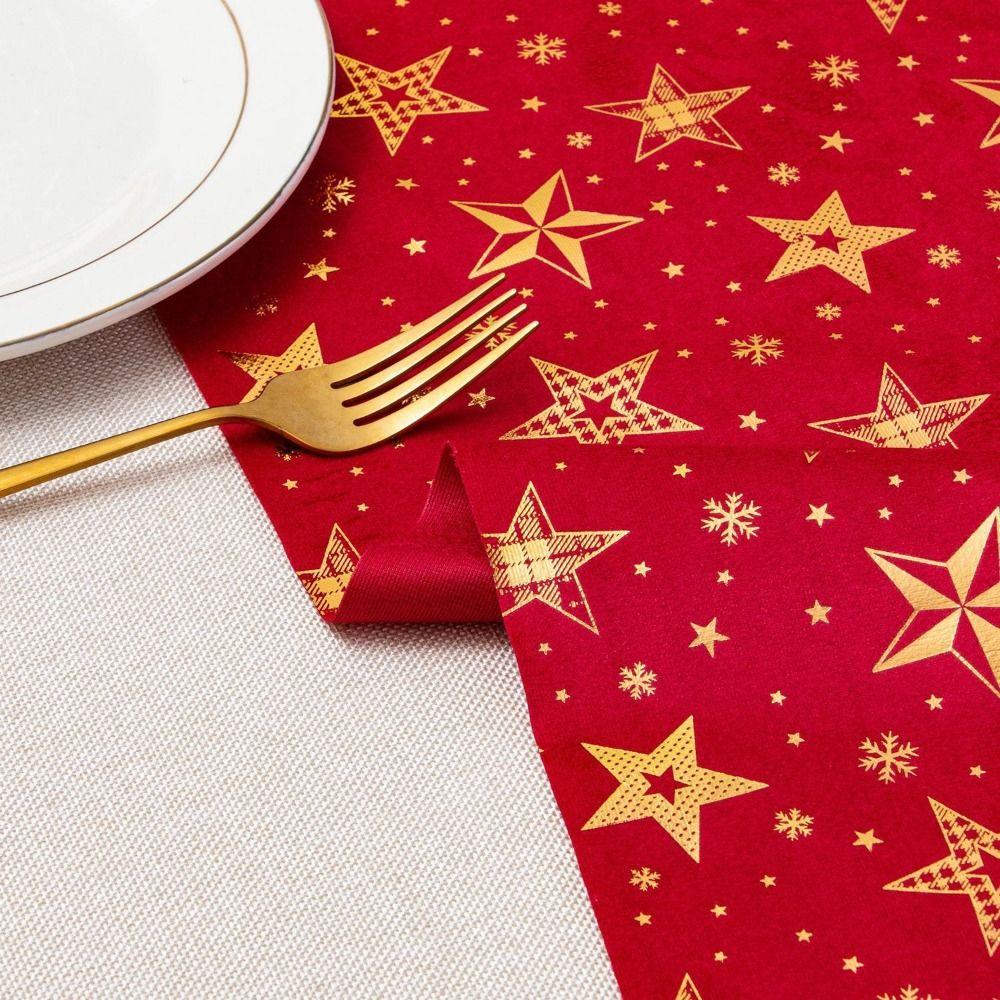 Snowflake Printed Christmas Tablecloth Home Supplies Table Flag Table Runner  Winter Holiday