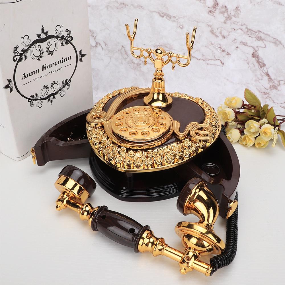 Retro Heart Shaped Telephone Model Music Box Birthday Gift Home Ornament Decoration