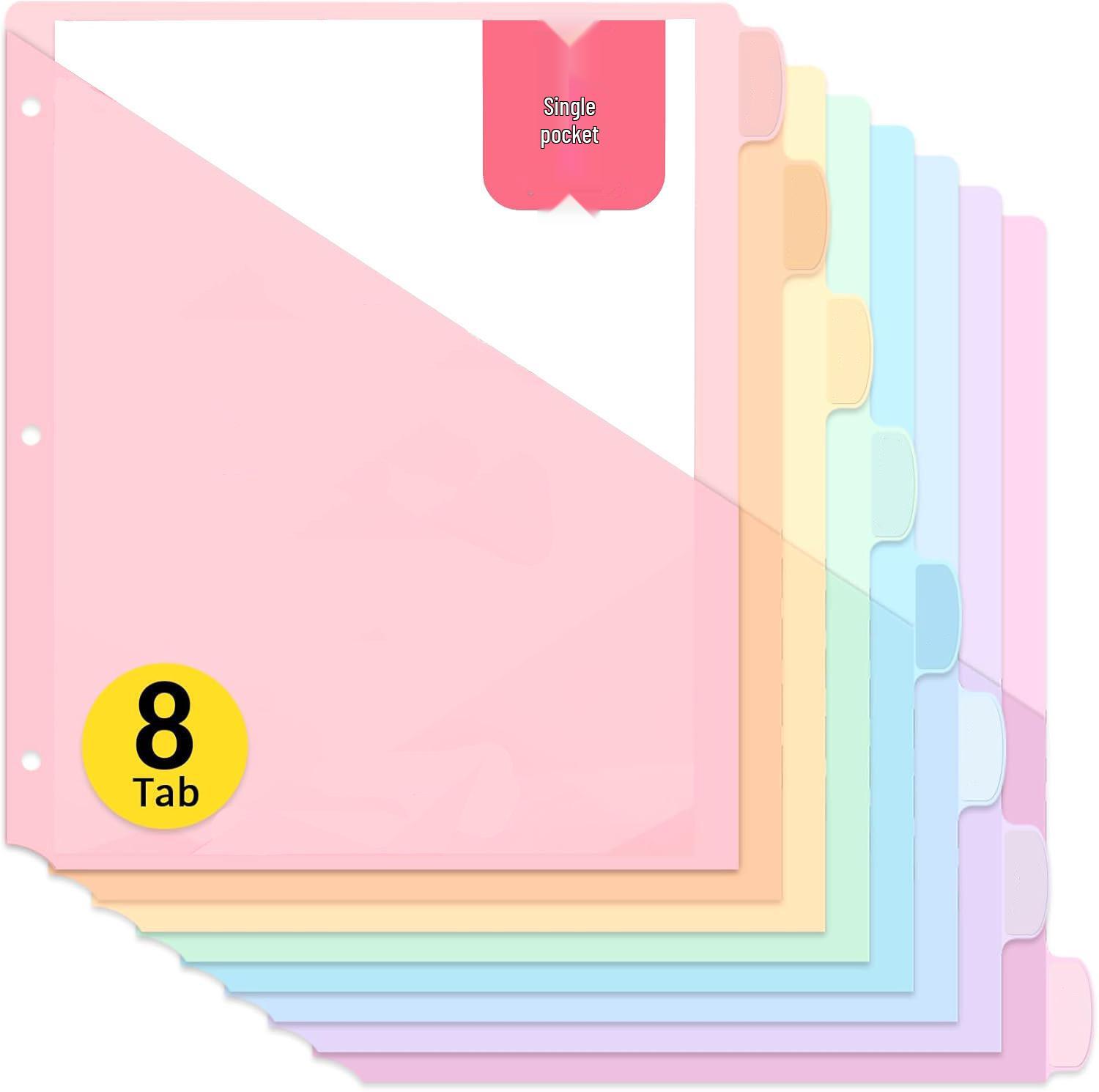 A4 3-Hole Folder with Slanted Pocket Dividers - Multi-Color Document Storage US Standard A4