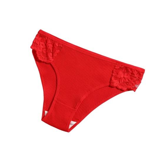 Cotton Underwear for Women Floral Lace Ribbed Low Rise Hipster Panties Soft Breathable Cheeky Bikini Briefs