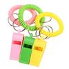 5pcs Plastic Spring Wristband Whistle With Rope Rugby Party Whistle  Training School Soccer Tools