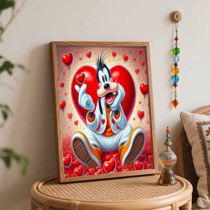 Disney Goofy Love Heart Oil Paint Hand Painting Kit Decoration Classic Style Home Decor Gifts For Valentines Day Art Collection Set