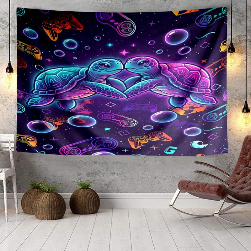 Underwater Two Sea Turtles Tapestry Room Decoration Wall Hanging for Living Room Bedroom, Dormitory, Birthday and Christmas Gifts