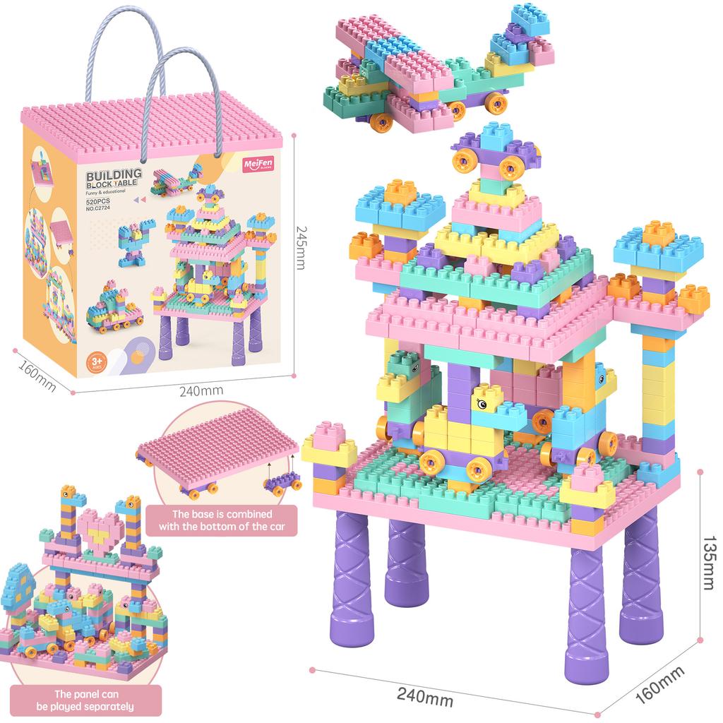 DIY Building Blocks Table Toy Set Kids Educational Puzzle Bricks Desk Gift for 3-6 Years
