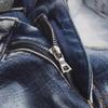 2022 Autumn Punk Men's Slim-Fit Ripped Patch Jeans - Mid-Waist Style 3390