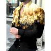 2024 Nouvelles Chemises Hawaïennes Chemises à Motifs Dorés de Luxe Mode Homme Chemises Décontractées Manches Longues Revers Chemises de Plage Vêtements pour Homme