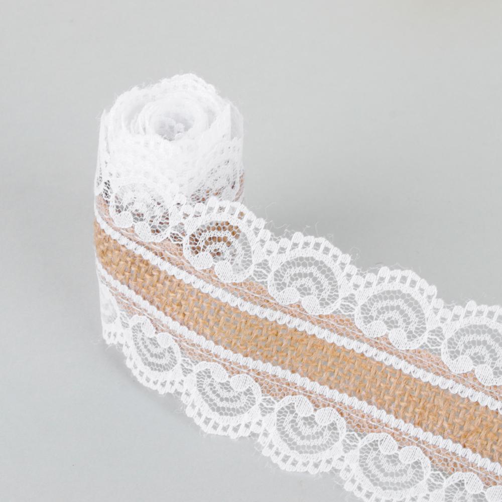 1m/roll Craft Rustic Vintage Satin Bow Sisal Trim Jute Burlap Lace Edge Hessian Ribbon