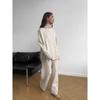 Completo Invernale da Donna in Maglia a 2 Pezzi Maglione Collo Alto Oversize Largo Pantaloni a Gamba Larga Caldo Outfit Casual