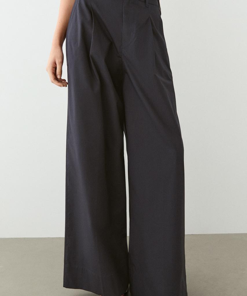 Masimodutti Cotton Blend Pleated Wide Pants