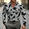 Men's Geometric Triangle Print Dress Shirt Long Sleeve Button Down Casual Slim Fit Business Party Tops For Men