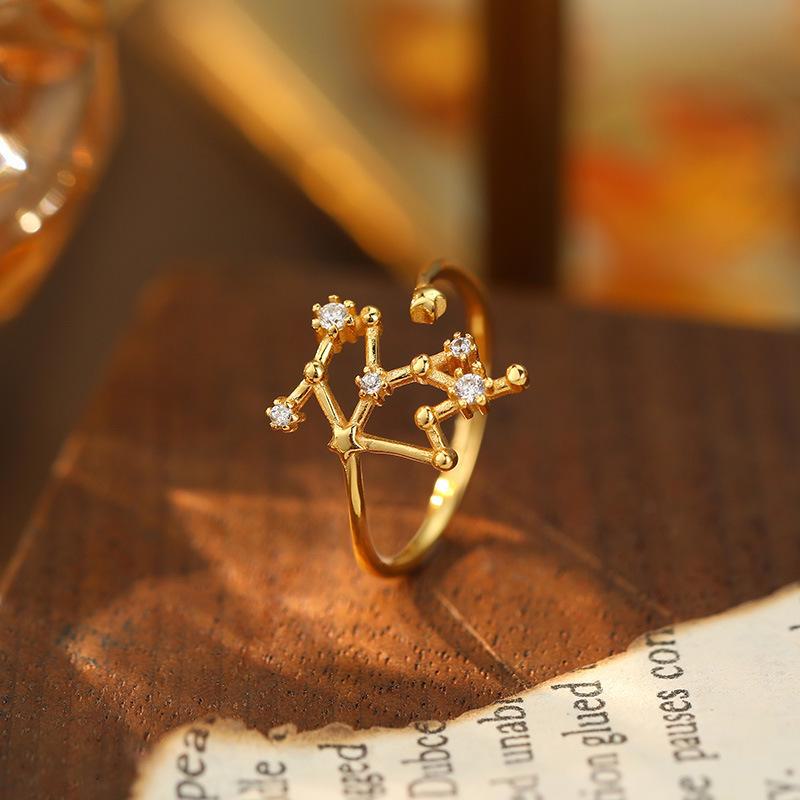 Banyan Tree S925 Silver Zodiac Constellation Ring - Women's Summer Simple Birthday Jewelry