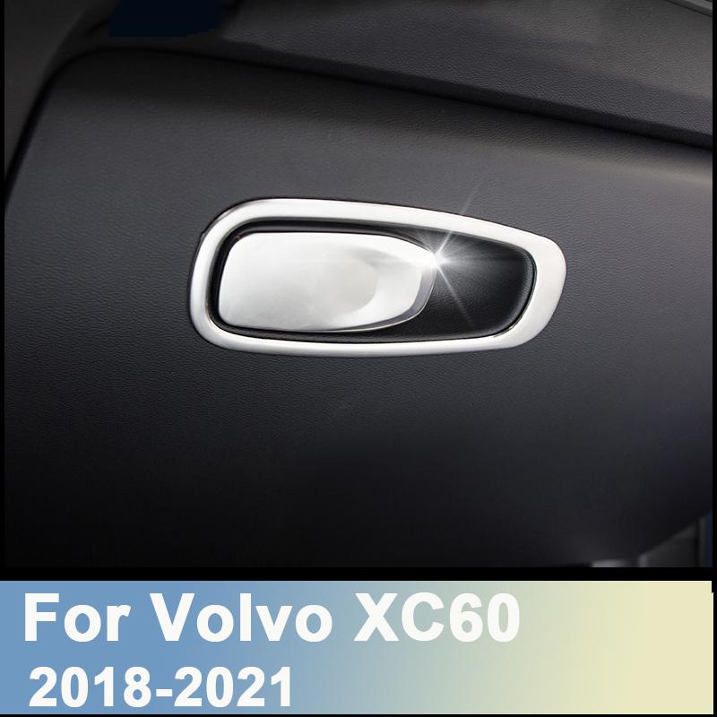 Für Volvo XC60 2018 – Edelstahl-Auto-Co-Pilot-Aufbewahrungsbox, Handschuhfach, Griffabdeckung, Zieraufkleber, Innenzubehör