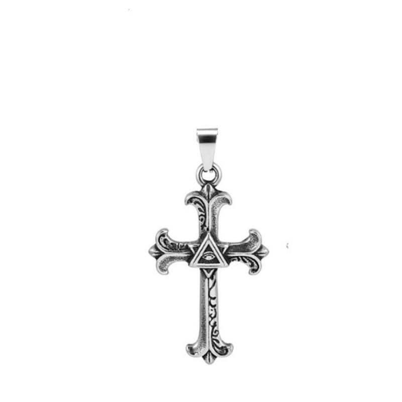 Mens Personalized Hip Hop Vintage God Eye Cross Long Sweater Necklace