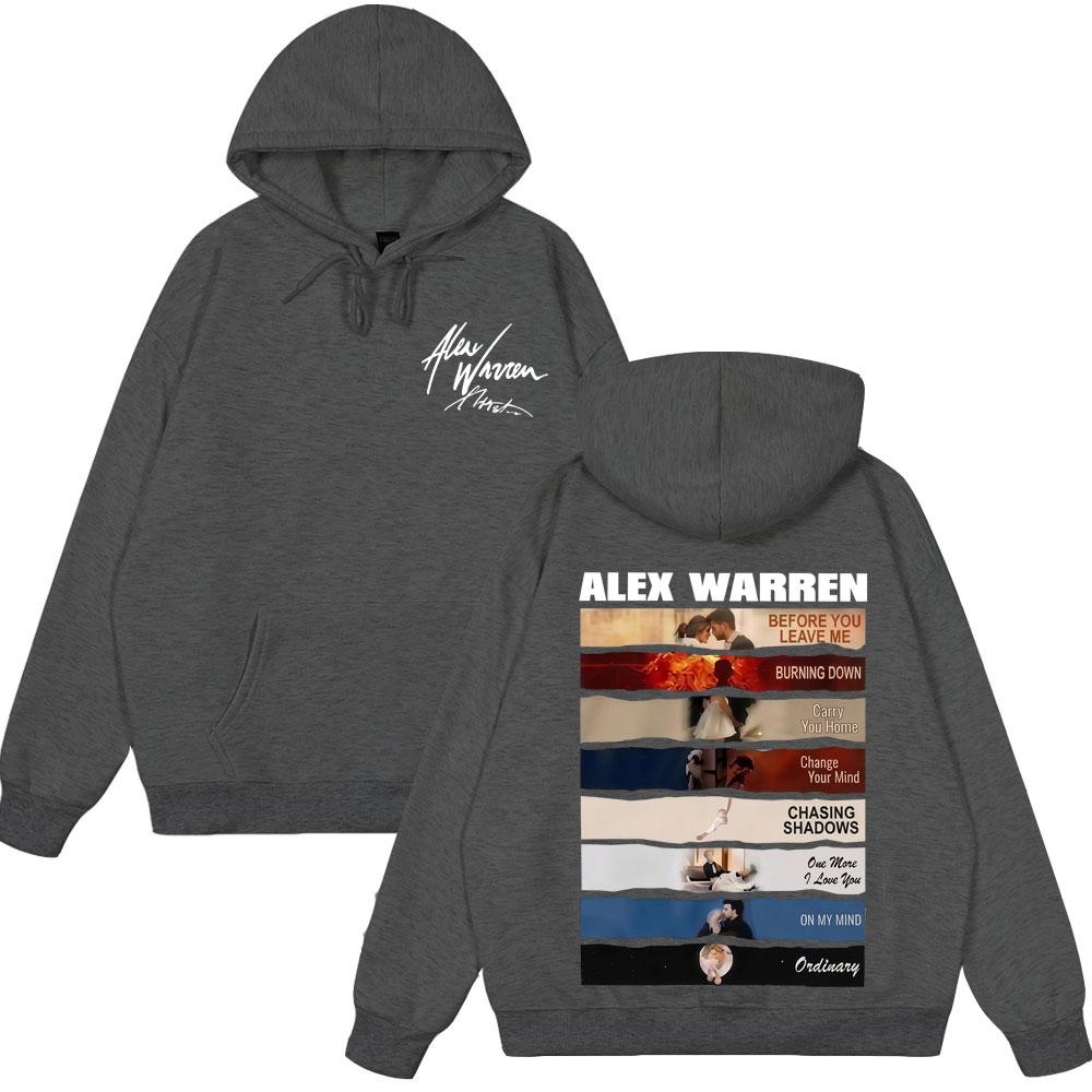 Singer Alex Warren Tour Print Pullover Men Women Fashion Hoodie Winter Loose Casual Gothic Punk Oversizsweatshirts Tops