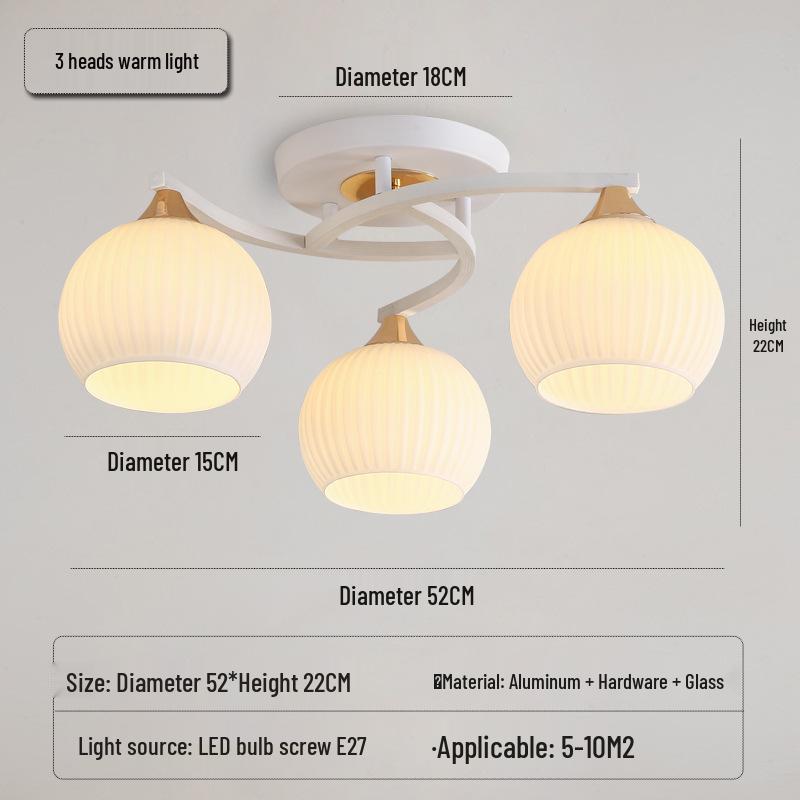 Moderner minimalistischer nordischer Cremefarbener Kürbis-Kronleuchter für Wohnzimmer oder Schlafzimmer