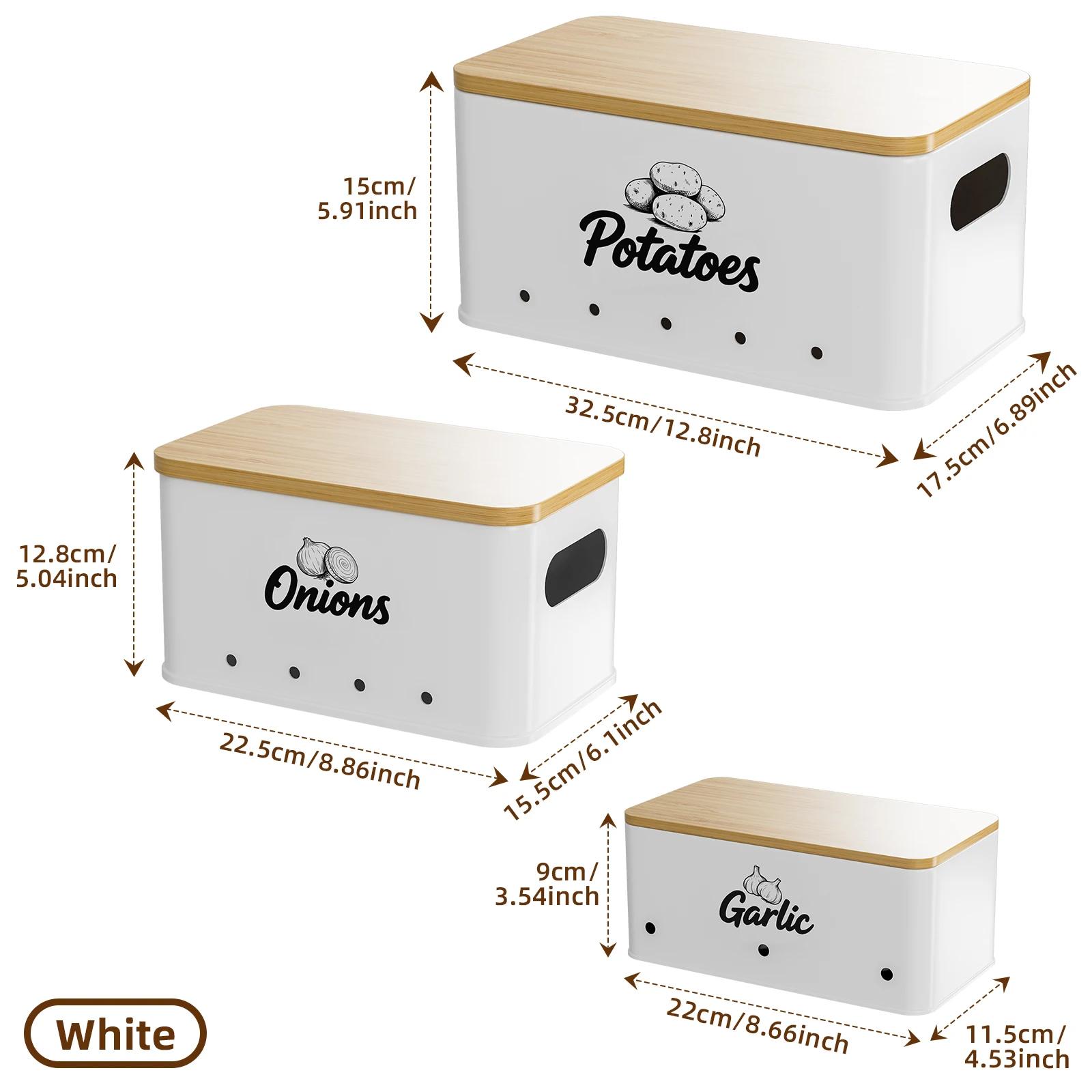 

Ventilated potato storage box, breathable kitchen vegetable keeper bin, pantry organizer container for countertop and cabinet белый