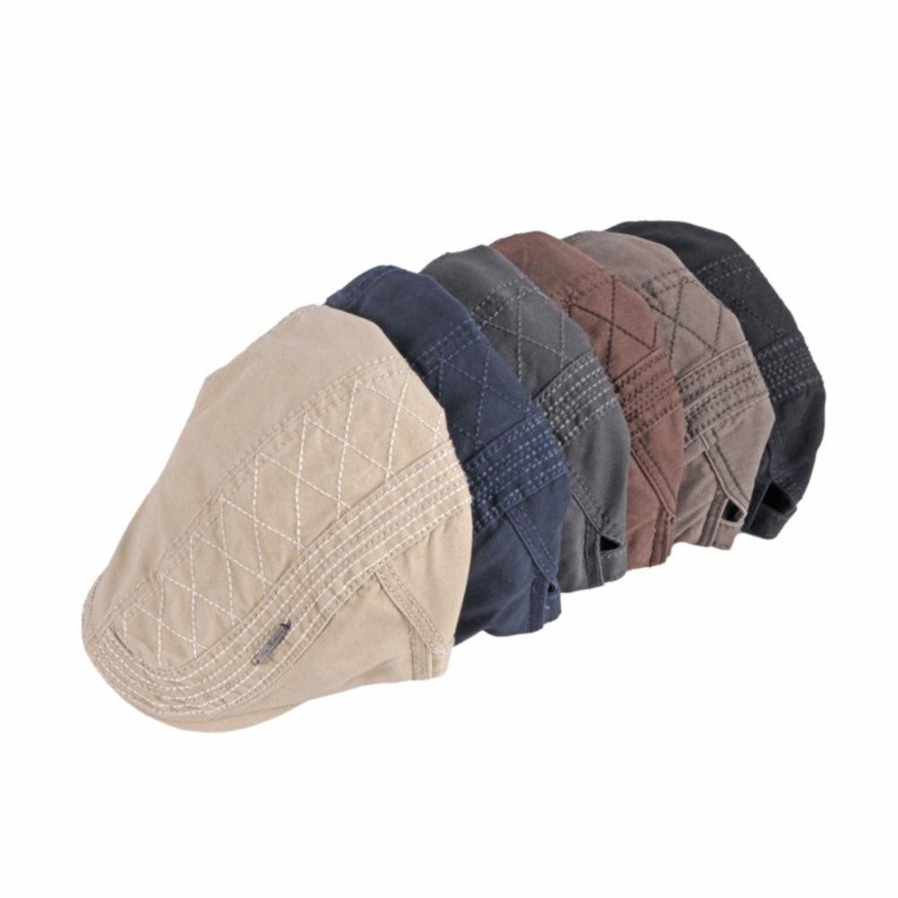 Adjustable Men's Newsboy Caps Herringbone Pattern Painters Hats Casual Flat Cap Outdoor Wear