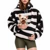 Womens Hooded Fleece Sweatshirt With Pet Pocket Loose Plus Size Winter Warm Casual Top