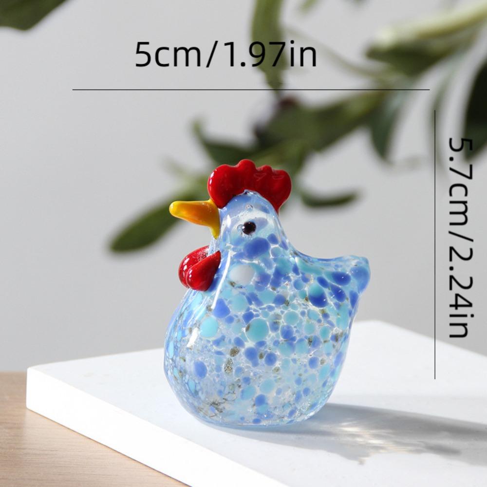 Home Decor Glass Chicken Figurines Hand Blown Turkey Sculpture Cock Miniatures  Photography Props