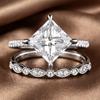 Silver Engagement Ring Set for Women Wedding Gift