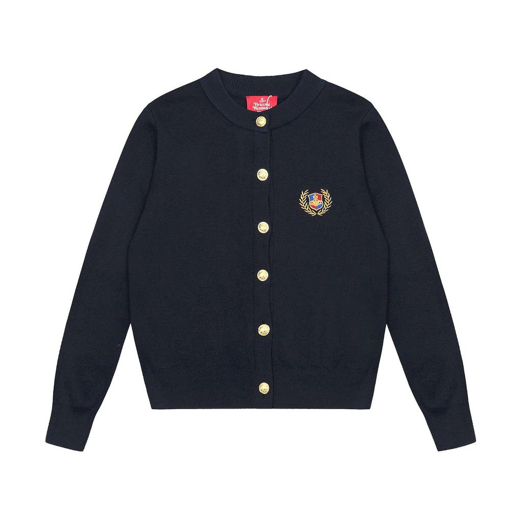 25SS Vivi Saturn Stickerei Schlanker Strickpullover mit Rüschenkragen - Koreanische Frühjahrs-/Herbstkollektion