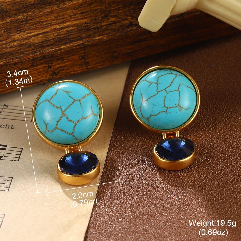 Turquoise Earrings Women's French Retro Niche Earrings Peacock Tassel Hollow Premium Earrings