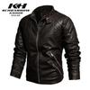 Men's autumn and winter leather jacket slim stand-up collar locomotive PU leather jacket fleece warm men's jacket retro