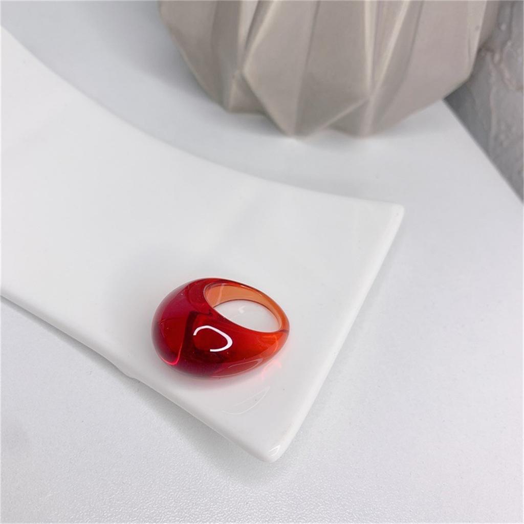 Retro  Cool Colorful Clear Resin Oval Rings Charm Acrylic Water Droplets Shape for Women Girls Travel Summer Popular Jewelry