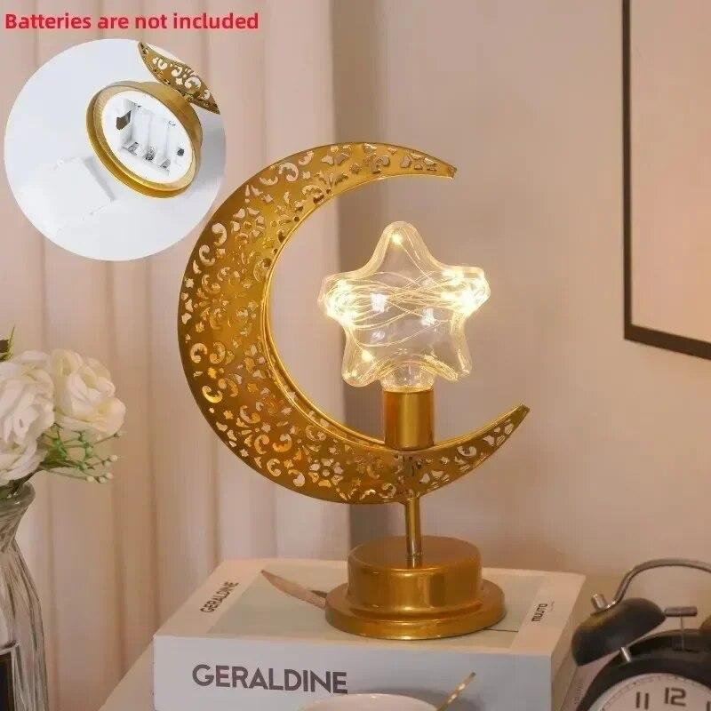 Ramadan Moon Led Light 2024 Eid Mubarak Decoration Metal Lamp for Home Room Ramadan Kareem Islamic Muslim Eid Al Adha Party Gift