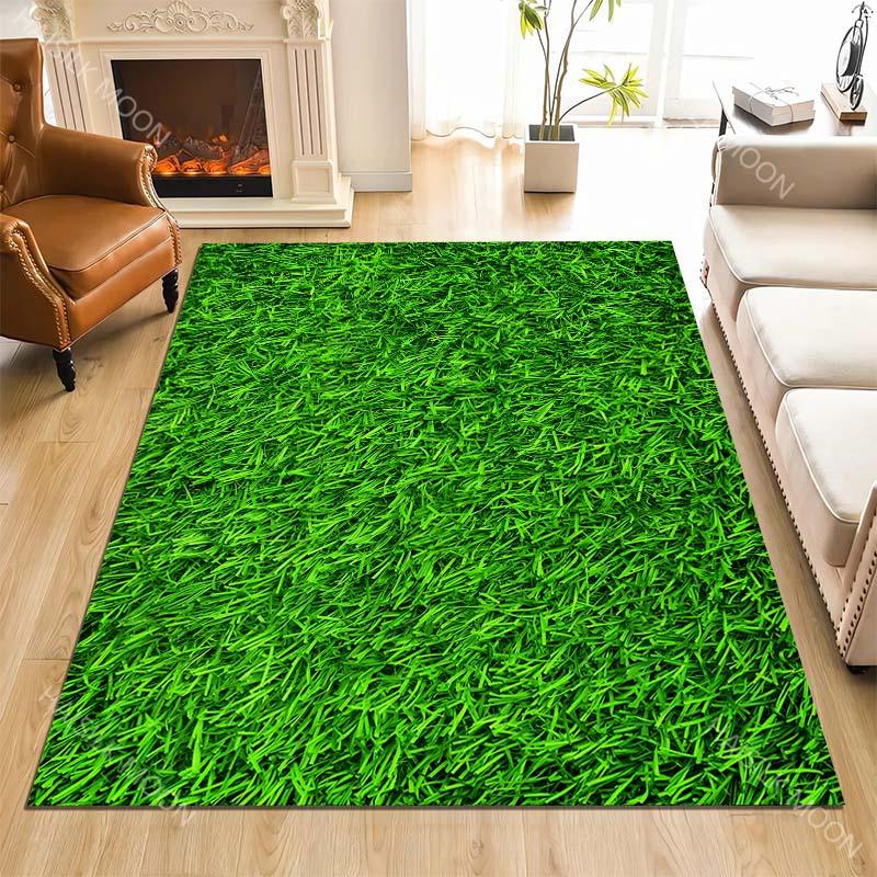 Tappeto Prato Verde 1 Pezzo per Soggiorno Camera da Letto Divano Arredamento Casa Rus Tappetino Antiscivolo per Pavimento Tappeto da Area Lusso Varie Misure