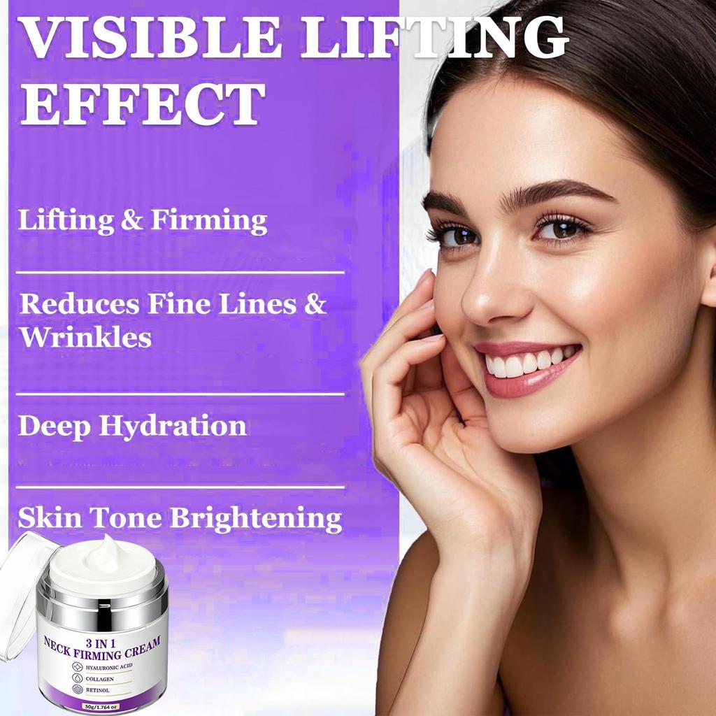Neck Firming Cream-Firm & Lift Your Neck-Powerful Plant-Based Formula-Tighten Loose Skin-Suitable For All Skin Types, 50g