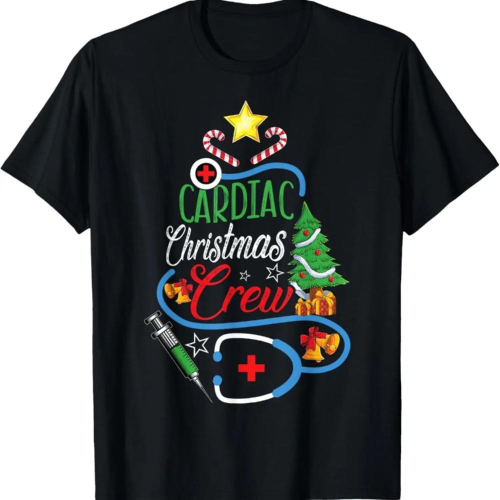 

Cardiac Christmas Crew CVICU Cardiology Nurse Christmas T-Shirt XXXL чёрный