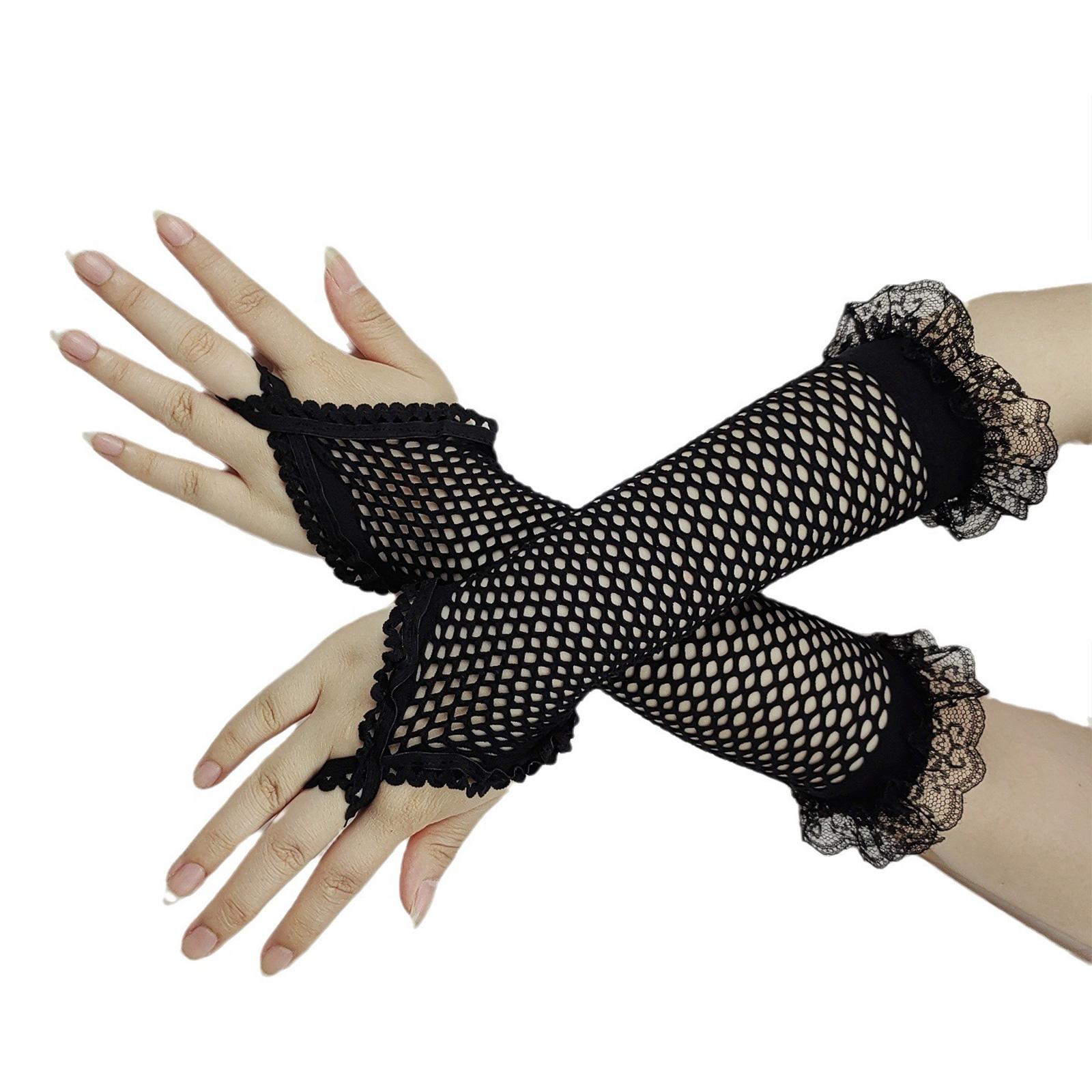 

Lace Fishnet Gloves Comfortable And Flexibility Fingerless Gloves For Party Enthusiasts And Fashion Forward Individuals 1