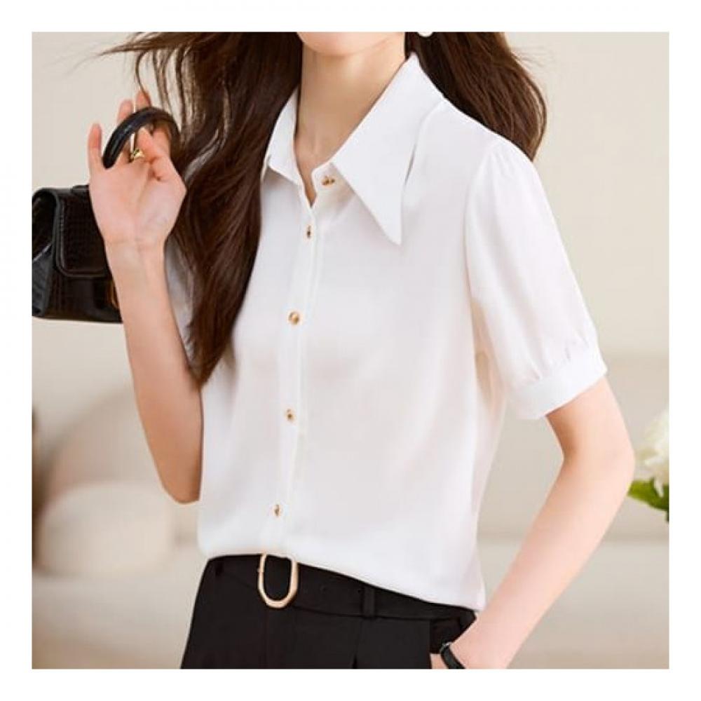 Navava Men Vintage Plain Short Sleeve Shirt Nb2077